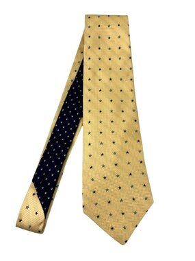Tommy Hilfiger Men's Yellow Star Pattern Silk Tie Preppy Business Formal